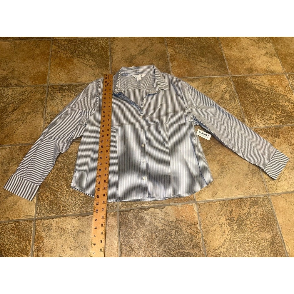 Old Navy The Slim Shirt Blue White Striped Button Down Long Sleeve XL NEW